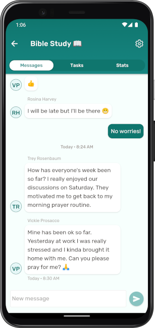 An app screenshot of the community messages screen